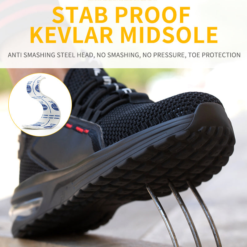 Scarpe da lavoro traspiranti, leggere e resistenti all'usura, anti-schiacciamento e anti-perforazione, con puntale in acciaio intrecciato.
