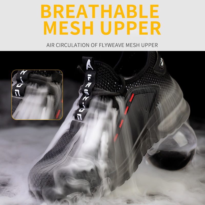 Scarpe da lavoro traspiranti, leggere e resistenti all'usura, anti-schiacciamento e anti-perforazione, con puntale in acciaio intrecciato.