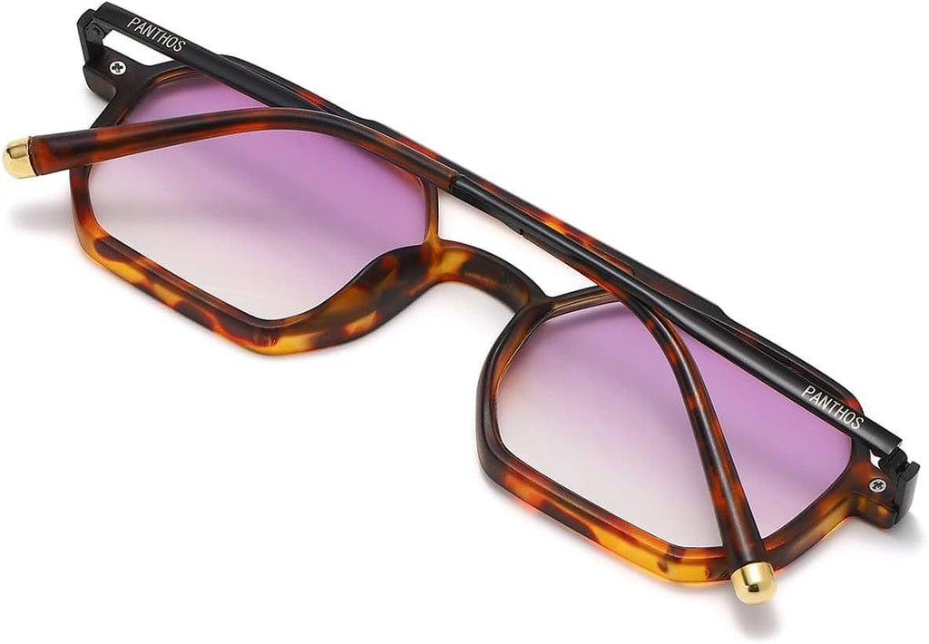 PANTHOS Mod. Shaped Metal occhiali da sole unisex uomo donna vintage fashion protezione UV400 con pezzolina e sacchettino