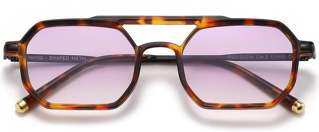 PANTHOS Mod. Shaped Metal occhiali da sole unisex uomo donna vintage fashion protezione UV400 con pezzolina e sacchettino