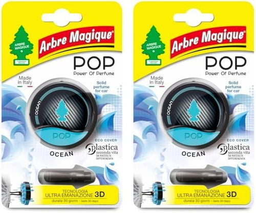 Arbre Magique POP, Profumatore Auto Solido, Fragranza Ocean, Profumazione Delicata e Fresca, Durata Fino a 30 Giorni, Design Italiano, Confezione da 1 Pezzo
