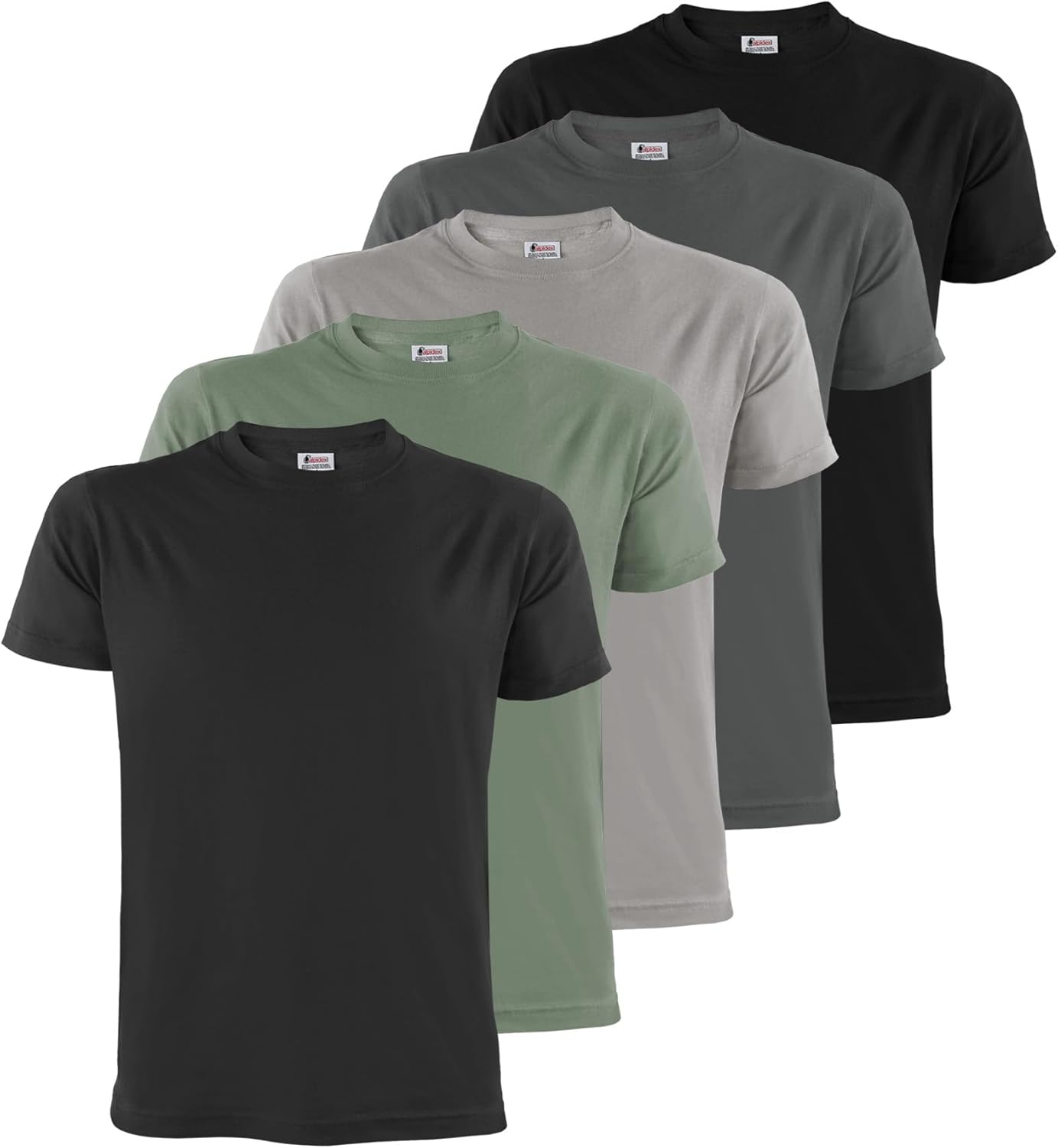 ALPIDEX Magliette Uomo S-5XL Set 5 Basic Girocollo Manica Corta 100% Cotone | 175 g/m², Manica Corta, Taglio Regolare, OEKO-TEX, Traspirante, Lavabile Lavatrice, Casual, Palestra, Lavoro, 100% Cotone