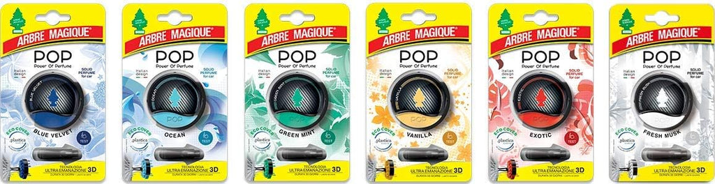 Arbre Magique POP, Profumatore Auto Solido, Fragranza Ocean, Profumazione Delicata e Fresca, Durata Fino a 30 Giorni, Design Italiano, Confezione da 1 Pezzo