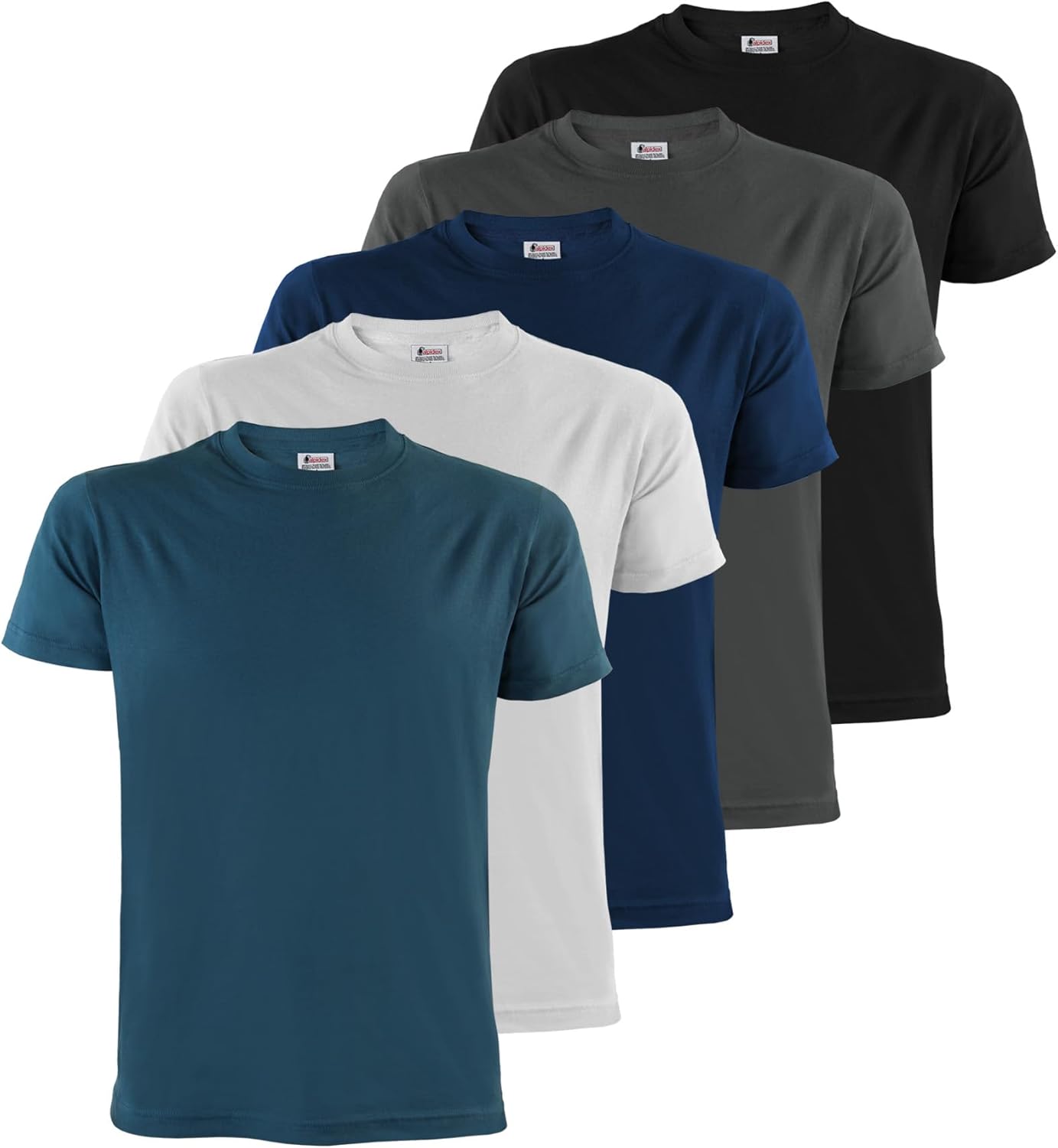 ALPIDEX Magliette Uomo S-5XL Set 5 Basic Girocollo Manica Corta 100% Cotone | 175 g/m², Manica Corta, Taglio Regolare, OEKO-TEX, Traspirante, Lavabile Lavatrice, Casual, Palestra, Lavoro, 100% Cotone