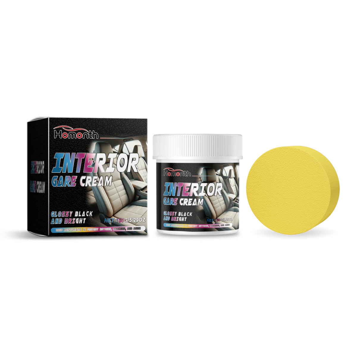 Homonth Car Leather Care Cream, Interior Leather Cleaning Decontamination New Bright Multi-Functional Care Cream