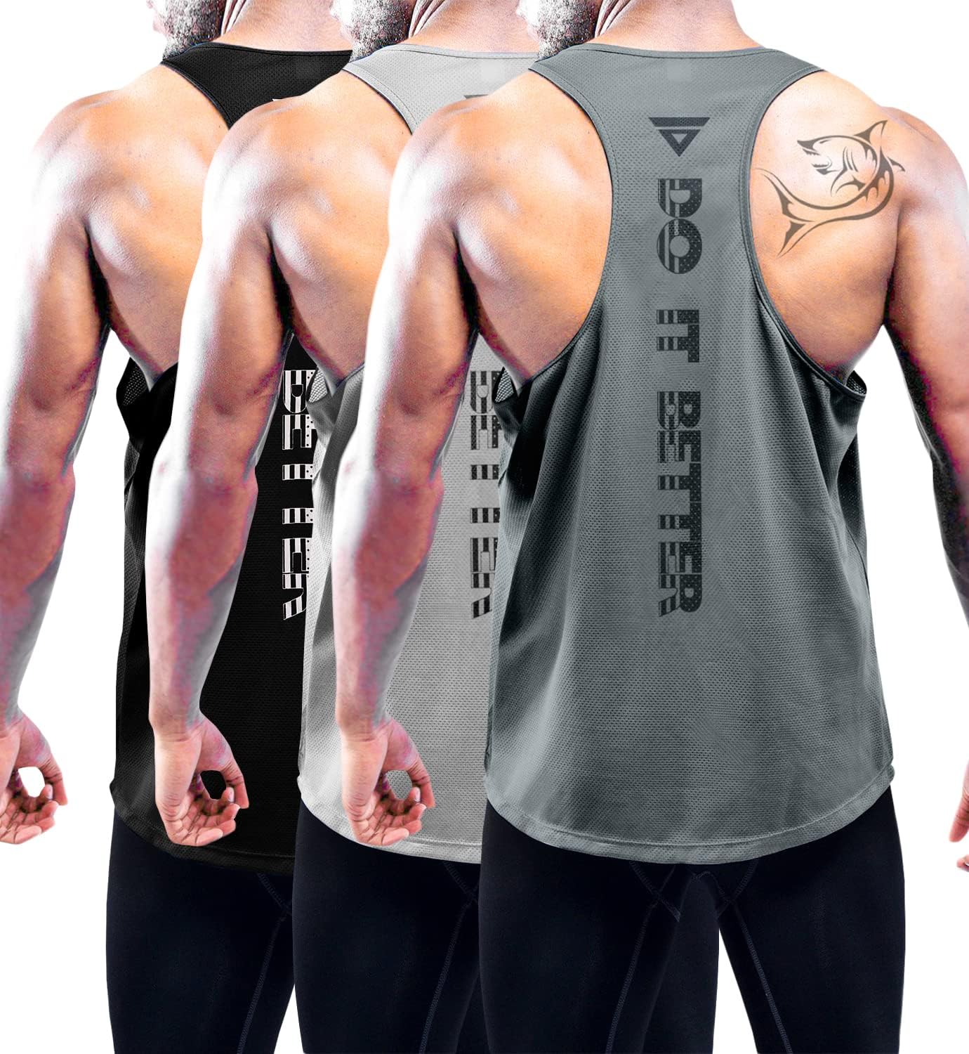 Boyzn Confezione da 3 canottiere da uomo, estive, senza maniche, traspiranti, per palestra, allenamento, palestra, bodybuilding, senza maniche
