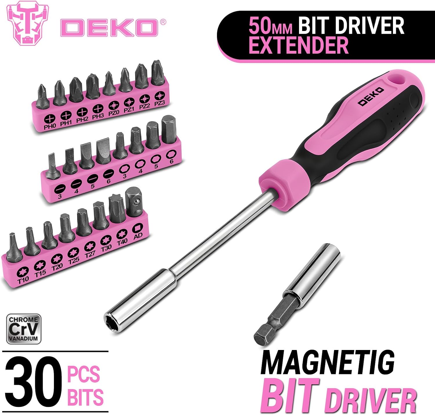 DEKO Cassetta Attrezzi Completa 138 Pezzi - Kit Attrezzi da Lavoro con Cacciaviti, Cricchetto, Pinze, Chiavi per Riparazioni Casa, Fai da Te, Ufficio, Viola