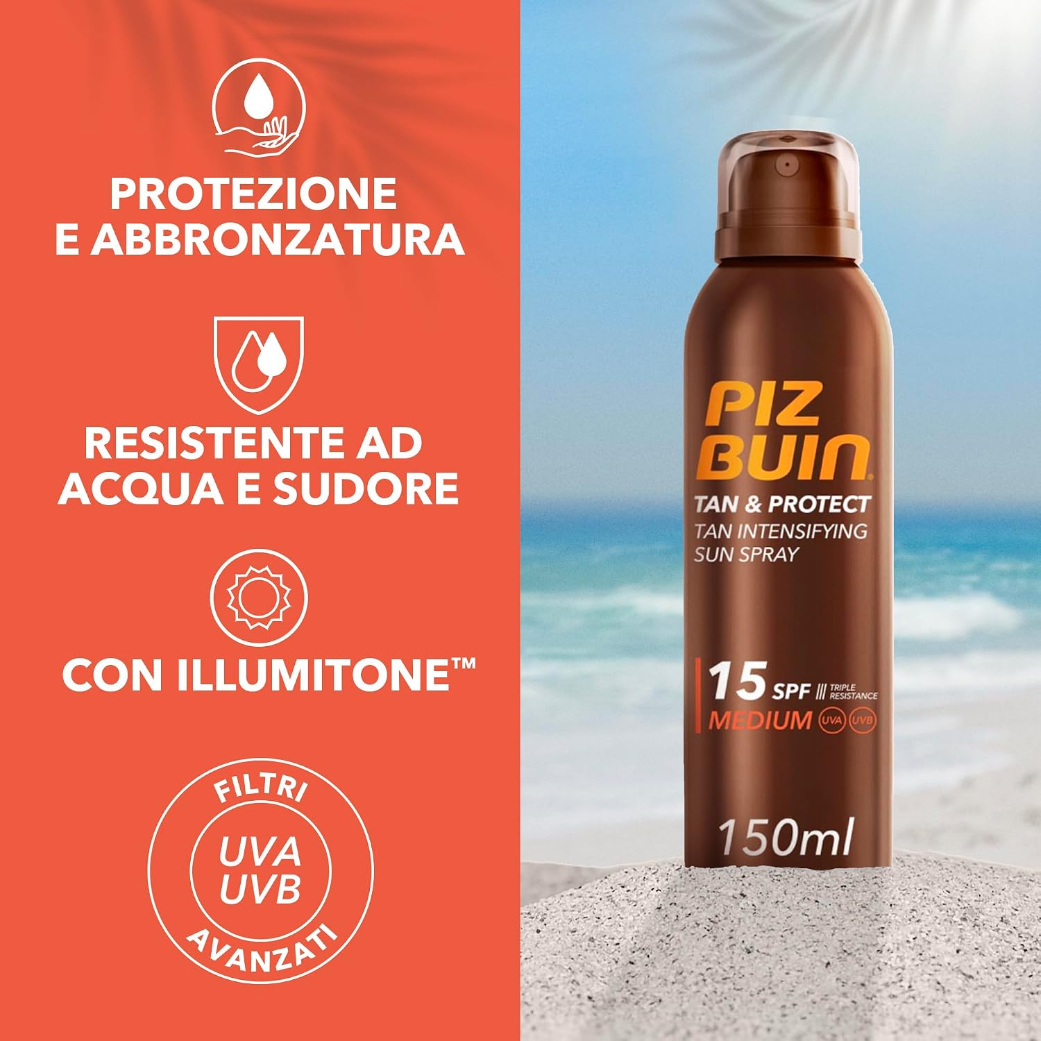 PIZ BUIN Tan & Protect Spray Intensificatore Abbronzatura SPF 30, 150 ml | Crema solare spray abbronzante corpo, Con filtri solari UVA/UVB , Senza autoabbronzanti, Resistente ad acqua e sudore