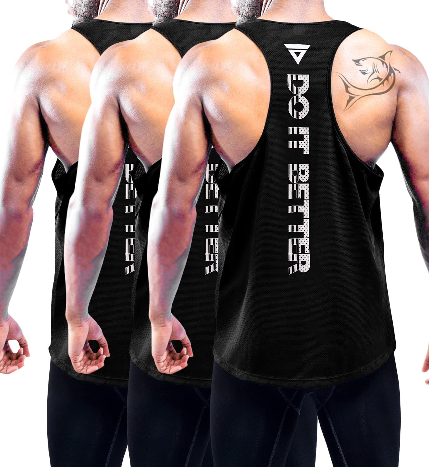 Boyzn Confezione da 3 canottiere da uomo, estive, senza maniche, traspiranti, per palestra, allenamento, palestra, bodybuilding, senza maniche