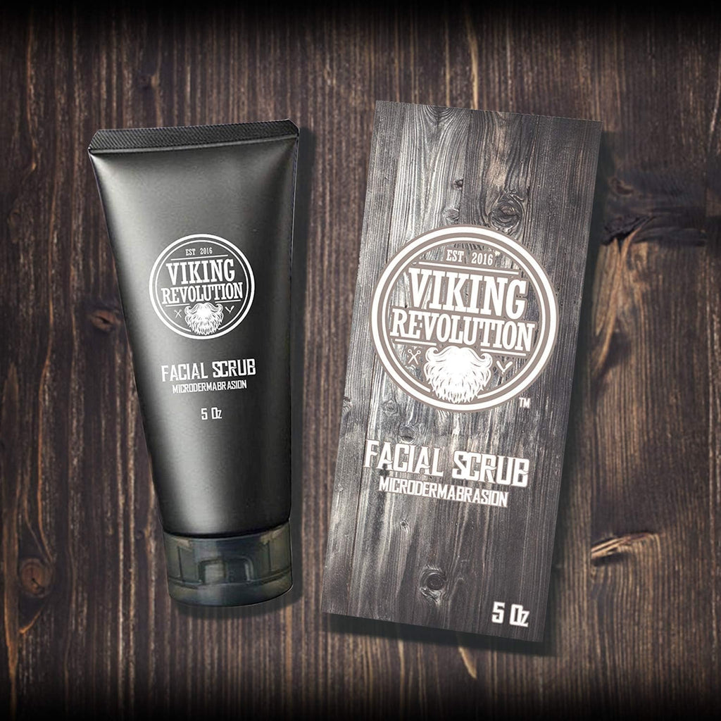 Viking Revolution - Skin Care Kit Uomo - Regalo Uomo - Include Idratante Viso, Scrub Viso, Detergente Schiumogeno (148ml) e Crema Contorno Occhi (30ml)