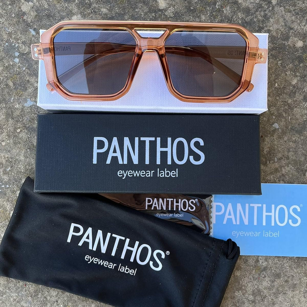 PANTHOS Mod. Stock occhiali da sole unisex uomo donna vintage fashion protezione UV400 con pezzolina e sacchettino