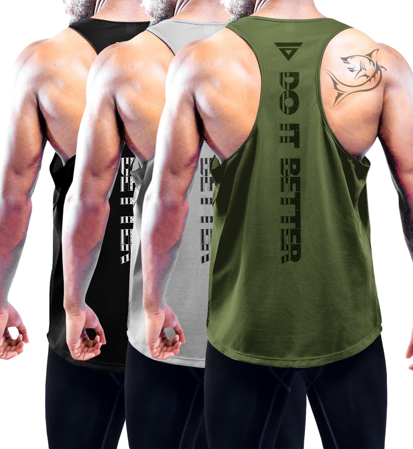 Boyzn Confezione da 3 canottiere da uomo, estive, senza maniche, traspiranti, per palestra, allenamento, palestra, bodybuilding, senza maniche