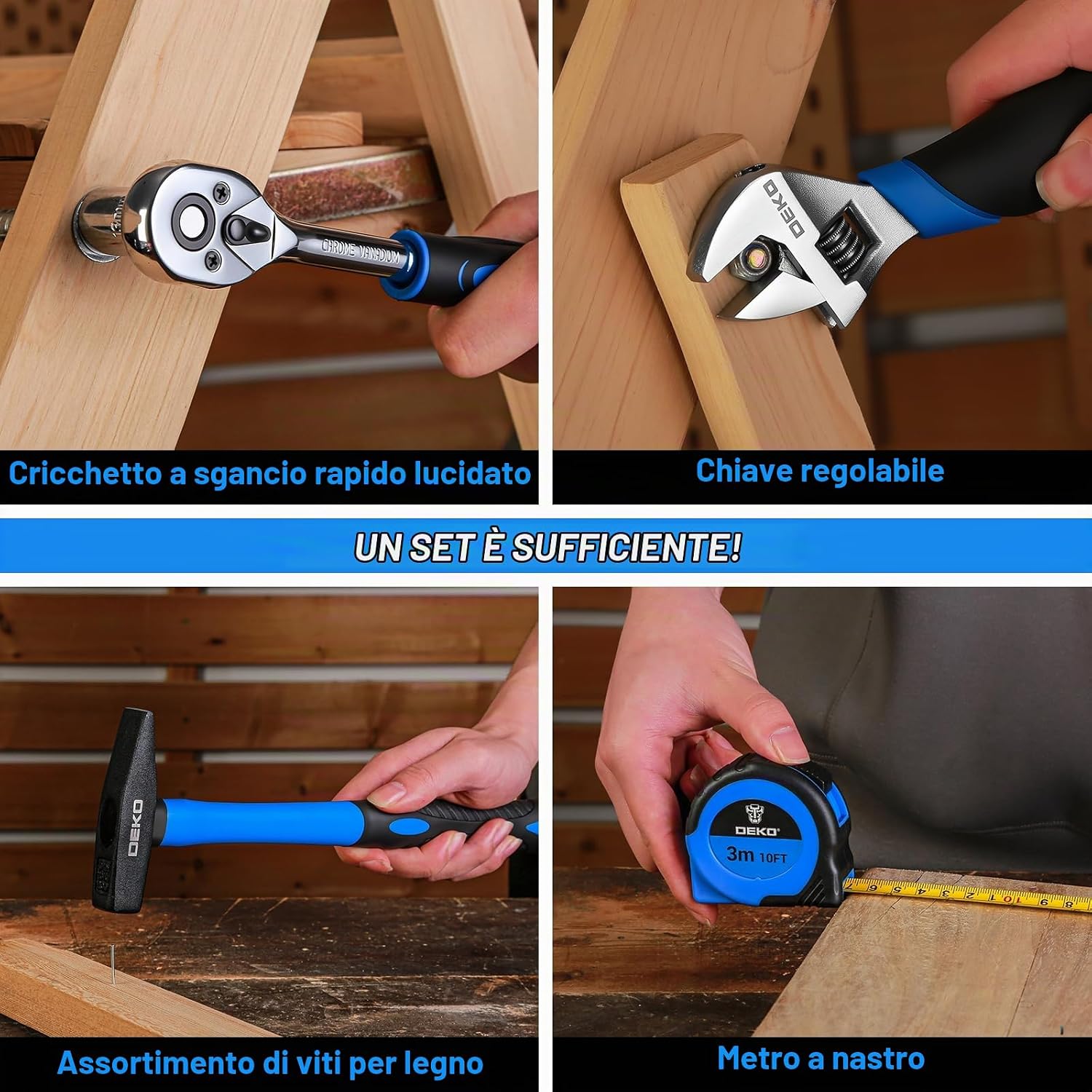DEKO Cassetta Attrezzi Completa 138 Pezzi - Kit Attrezzi da Lavoro con Cacciaviti, Cricchetto, Pinze, Chiavi per Riparazioni Casa, Fai da Te, Ufficio, Viola