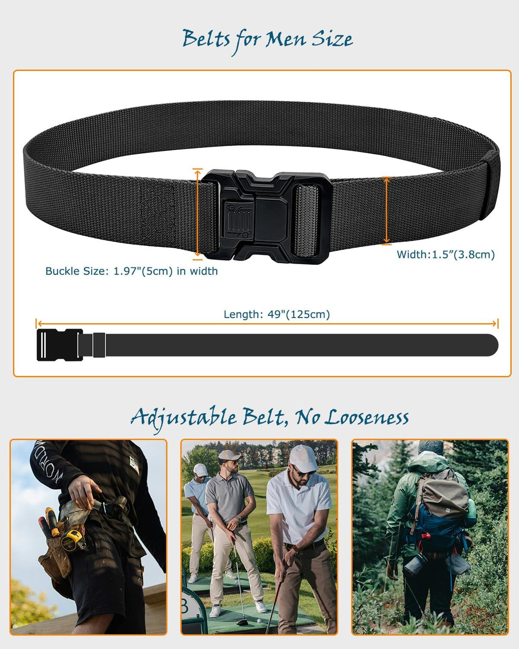 Boneke Cintura Tattica, Cintura Militare Tattica per Uomo Heavy, Tessuto in Nylon Cinturas, con Sicurezza Fibbia a sgancio rapido in metallo, di Salvataggio per Sport e All’aria Aperta Militare