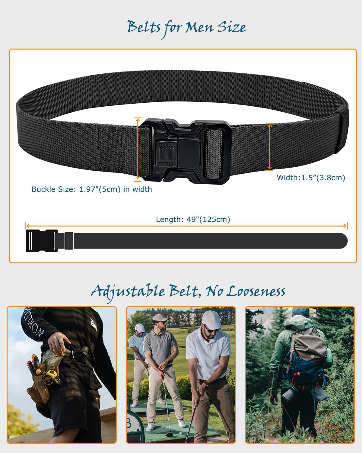 Boneke Cintura Tattica, Cintura Militare Tattica per Uomo Heavy, Tessuto in Nylon Cinturas, con Sicurezza Fibbia a sgancio rapido in metallo, di Salvataggio per Sport e All’aria Aperta Militare