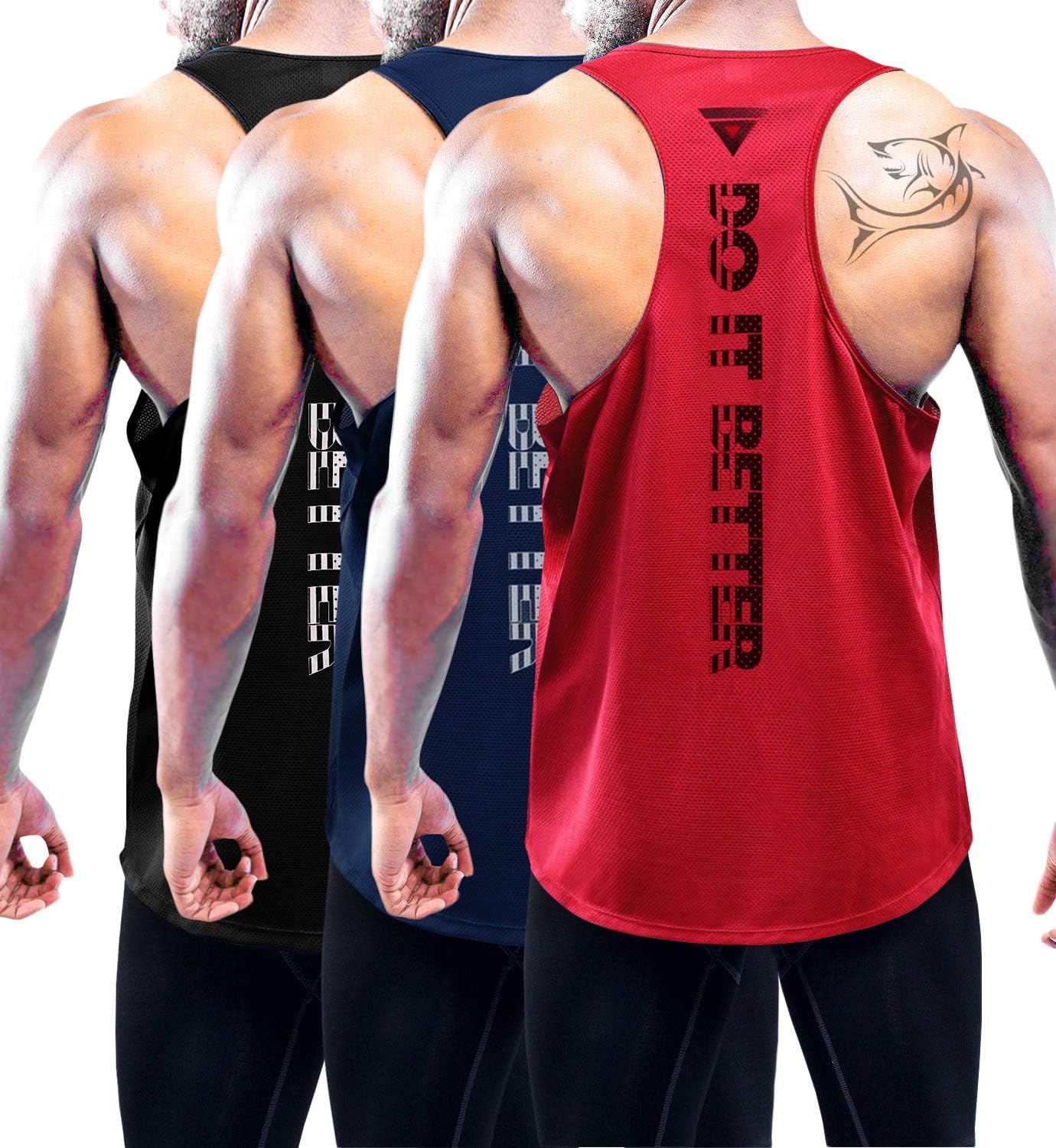 Boyzn Confezione da 3 canottiere da uomo, estive, senza maniche, traspiranti, per palestra, allenamento, palestra, bodybuilding, senza maniche