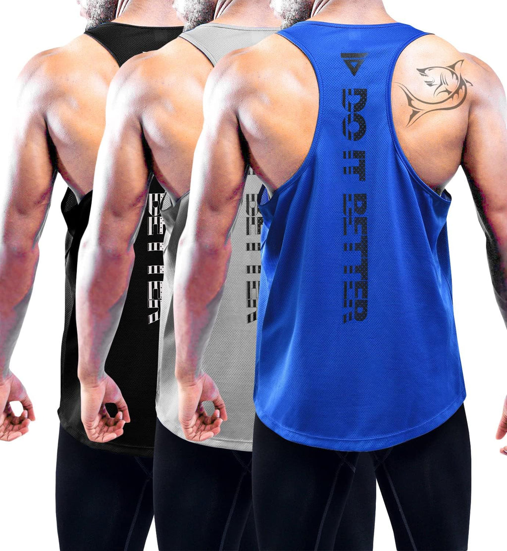 Boyzn Confezione da 3 canottiere da uomo, estive, senza maniche, traspiranti, per palestra, allenamento, palestra, bodybuilding, senza maniche