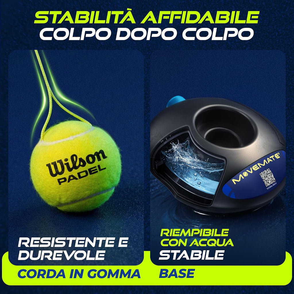 MOVEMATE Dispositivo di Allenamento per Tennis/Padel con Pallina Wilson® | Innovativo Dispositivo Sportivo per Il Tempo Libero per Giocare e Allenarsi all'aperto, in Giardino