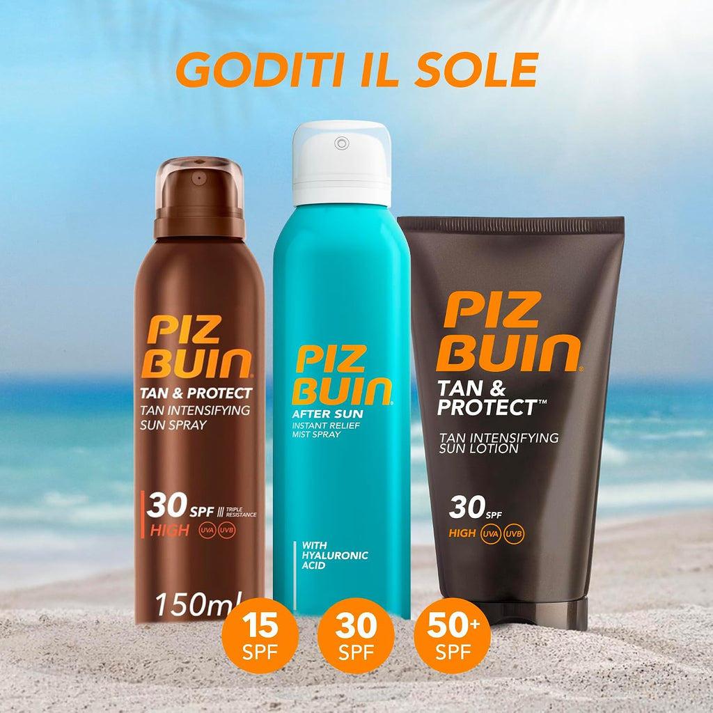PIZ BUIN Tan & Protect Spray Intensificatore Abbronzatura SPF 30, 150 ml | Crema solare spray abbronzante corpo, Con filtri solari UVA/UVB , Senza autoabbronzanti, Resistente ad acqua e sudore