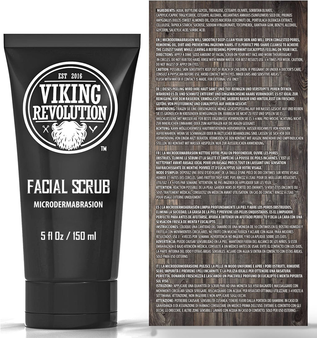Viking Revolution - Skin Care Kit Uomo - Regalo Uomo - Include Idratante Viso, Scrub Viso, Detergente Schiumogeno (148ml) e Crema Contorno Occhi (30ml)