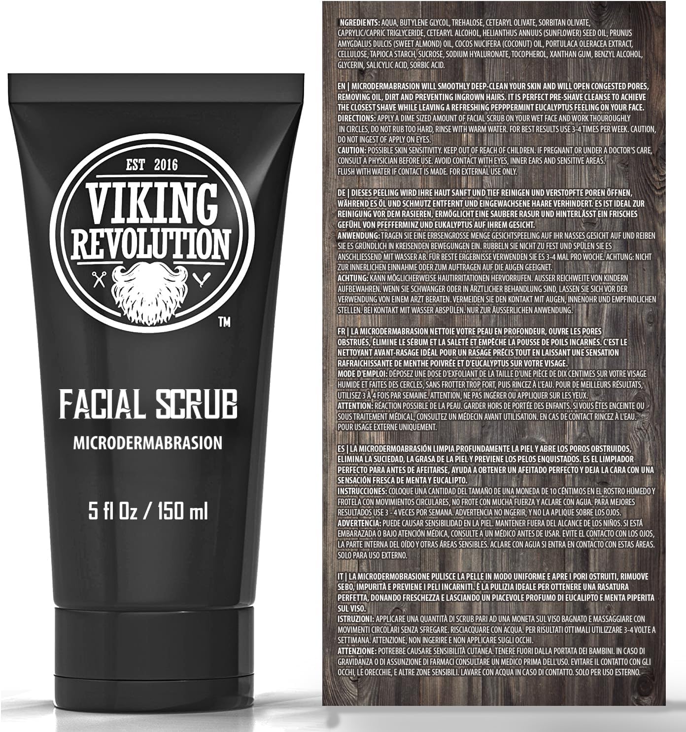 Viking Revolution - Skin Care Kit Uomo - Regalo Uomo - Include Idratante Viso, Scrub Viso, Detergente Schiumogeno (148ml) e Crema Contorno Occhi (30ml)