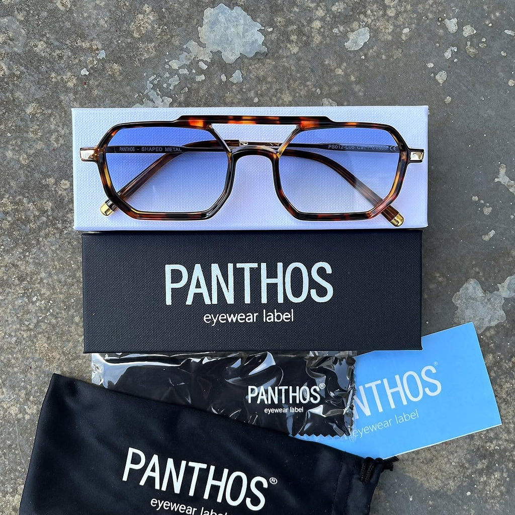 PANTHOS Mod. Shaped Metal occhiali da sole unisex uomo donna vintage fashion protezione UV400 con pezzolina e sacchettino