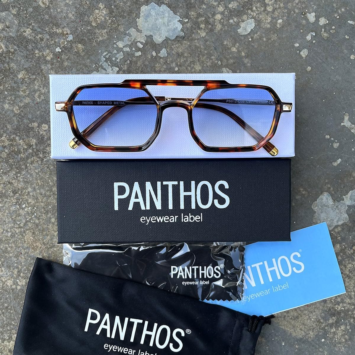 PANTHOS Mod. Shaped Metal occhiali da sole unisex uomo donna vintage fashion protezione UV400 con pezzolina e sacchettino