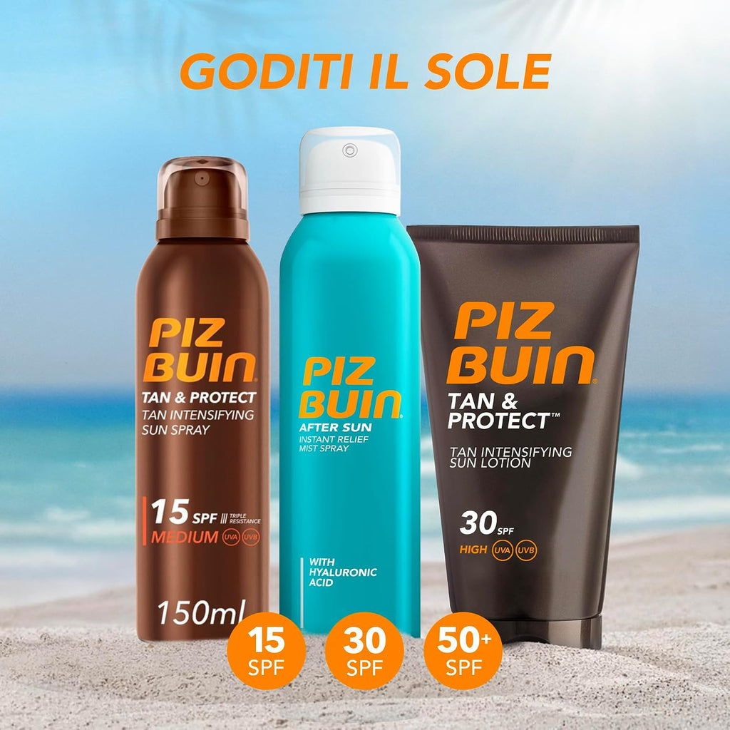 PIZ BUIN Tan & Protect Spray Intensificatore Abbronzatura SPF 30, 150 ml | Crema solare spray abbronzante corpo, Con filtri solari UVA/UVB , Senza autoabbronzanti, Resistente ad acqua e sudore