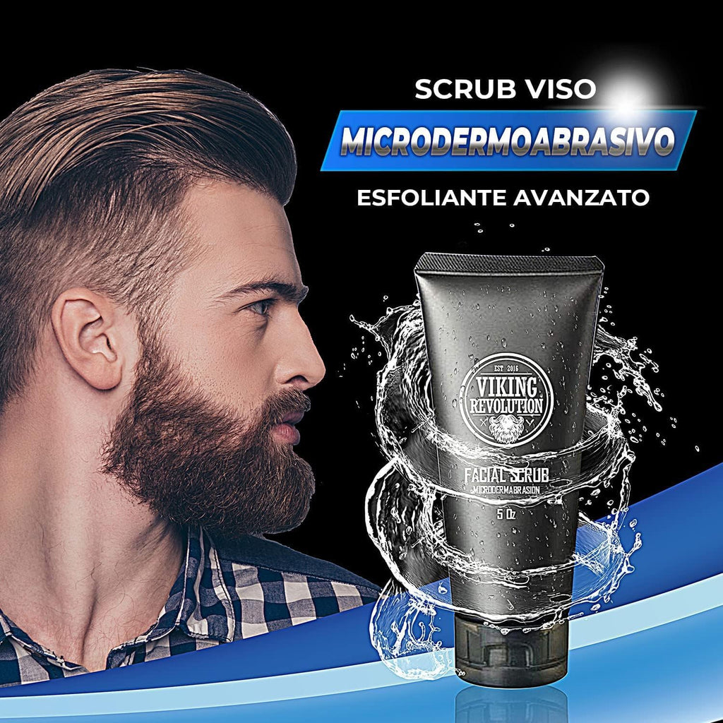 Viking Revolution - Skin Care Kit Uomo - Regalo Uomo - Include Idratante Viso, Scrub Viso, Detergente Schiumogeno (148ml) e Crema Contorno Occhi (30ml)
