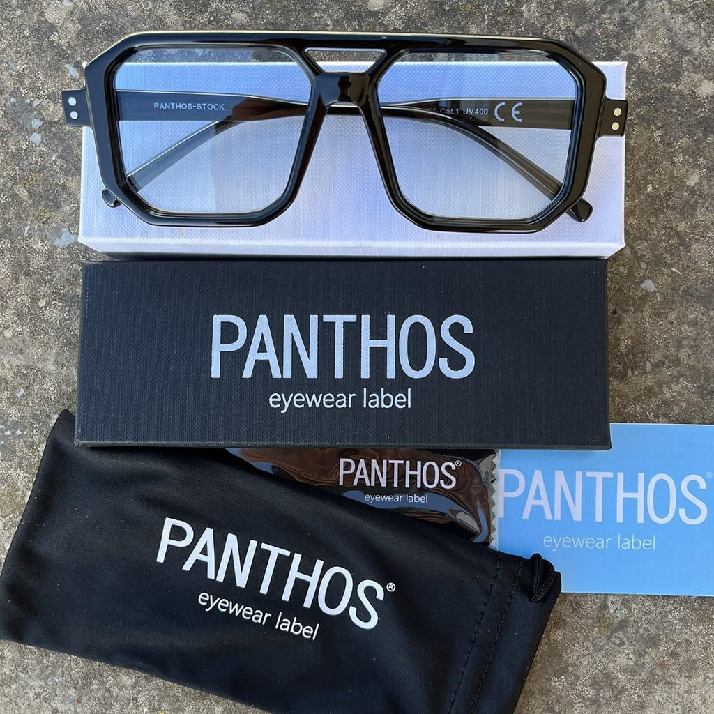 PANTHOS Mod. Stock occhiali da sole unisex uomo donna vintage fashion protezione UV400 con pezzolina e sacchettino