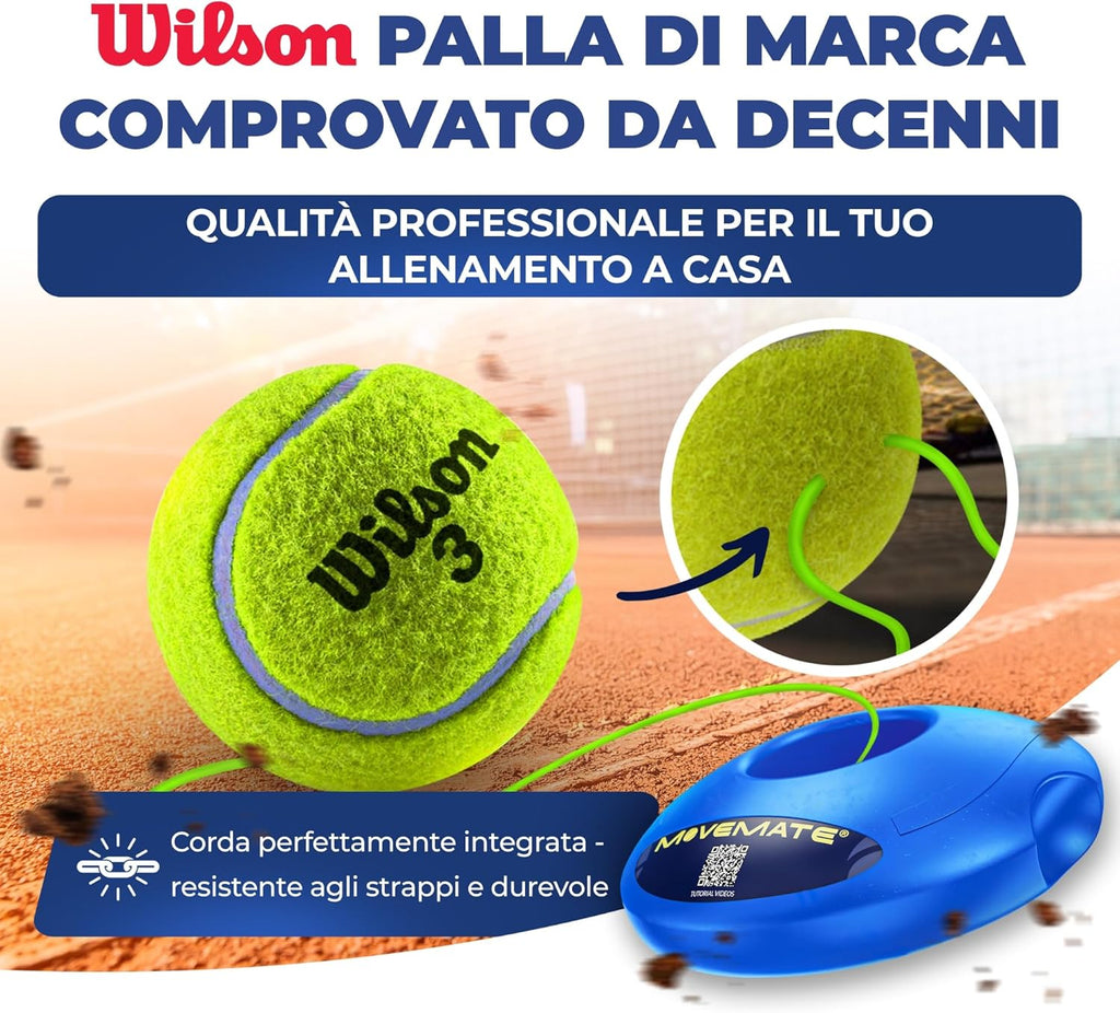MOVEMATE Dispositivo di Allenamento per Tennis/Padel con Pallina Wilson® | Innovativo Dispositivo Sportivo per Il Tempo Libero per Giocare e Allenarsi all'aperto, in Giardino