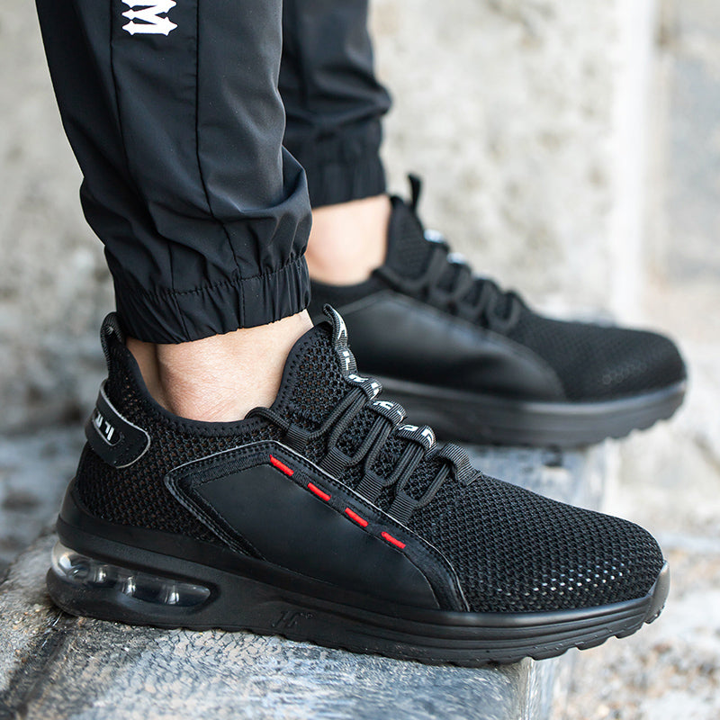 Scarpe da lavoro traspiranti, leggere e resistenti all'usura, anti-schiacciamento e anti-perforazione, con puntale in acciaio intrecciato.