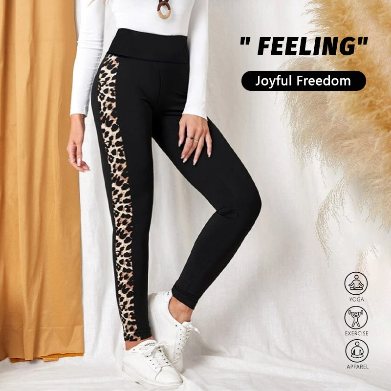 Nuovo Leopard stampa comodi pantaloni casuali yoga per le donne, vita alta, sollevamento del sedere, pantaloni lunghi elastici