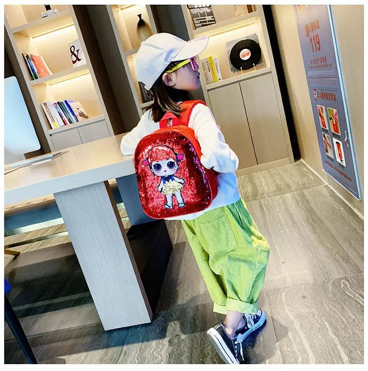 Cute Children's Sequin Backpack Bags 3-6 Years Lovely Kindergarten Kids School Bag Fashion Cartoon Baby Girls Handbags Knapsack