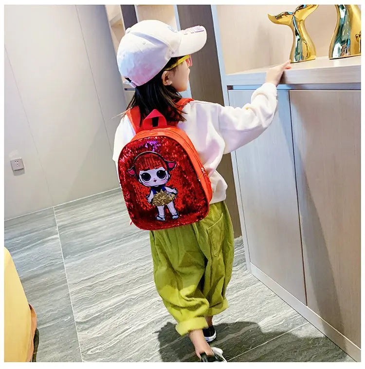 Cute Children's Sequin Backpack Bags 3-6 Years Lovely Kindergarten Kids School Bag Fashion Cartoon Baby Girls Handbags Knapsack