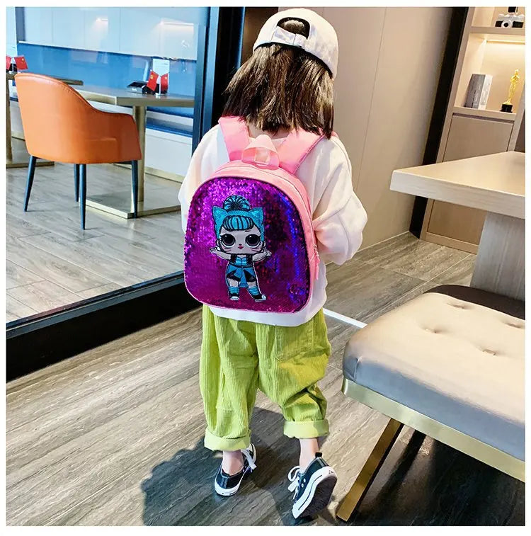Cute Children's Sequin Backpack Bags 3-6 Years Lovely Kindergarten Kids School Bag Fashion Cartoon Baby Girls Handbags Knapsack