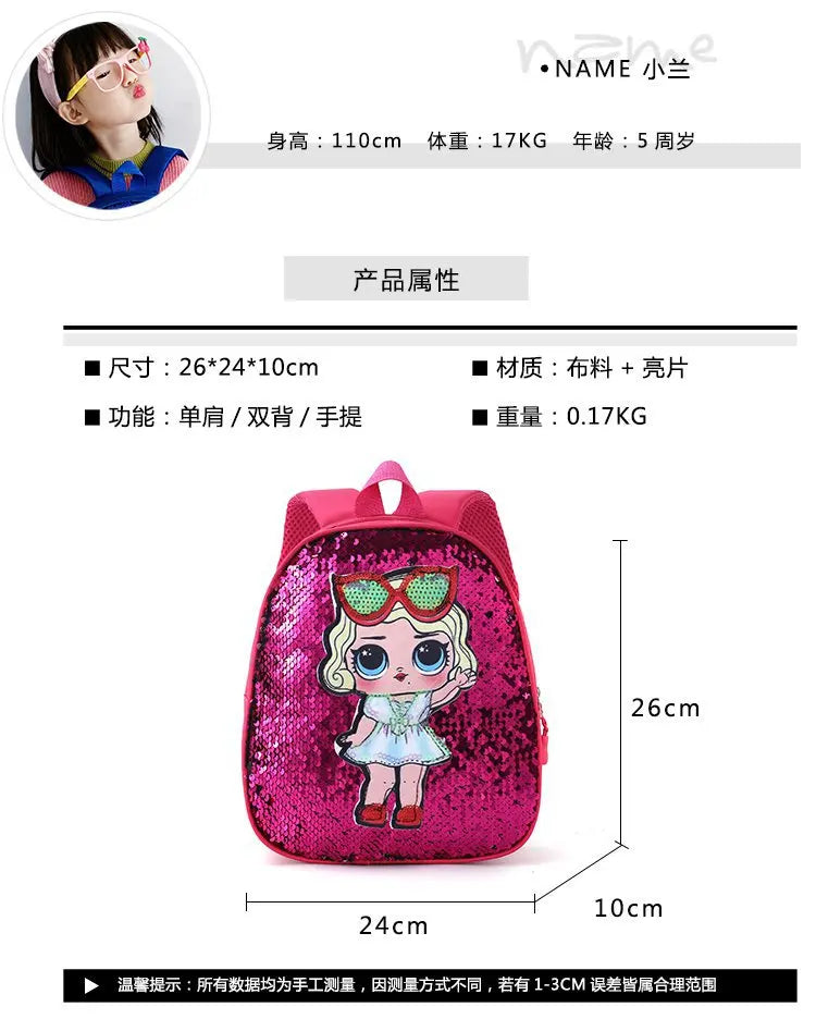 Cute Children's Sequin Backpack Bags 3-6 Years Lovely Kindergarten Kids School Bag Fashion Cartoon Baby Girls Handbags Knapsack