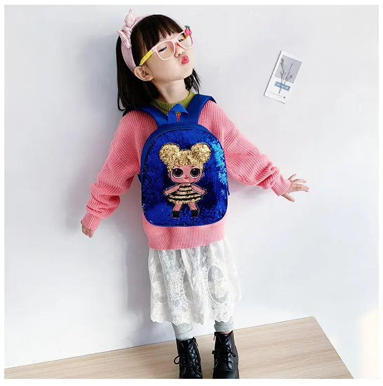 Cute Children's Sequin Backpack Bags 3-6 Years Lovely Kindergarten Kids School Bag Fashion Cartoon Baby Girls Handbags Knapsack