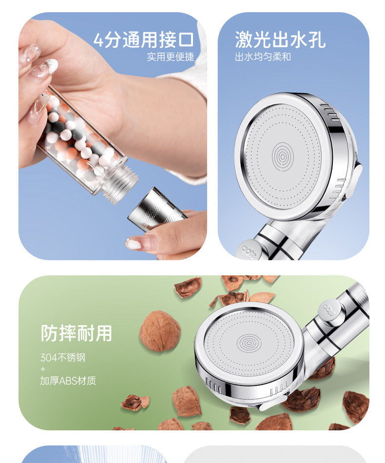 Shower Head High Pressure with Mineral Beads On/Off Switch Filter 3 Modes Water Saving Handheld Showerheads Bathroom Accessories