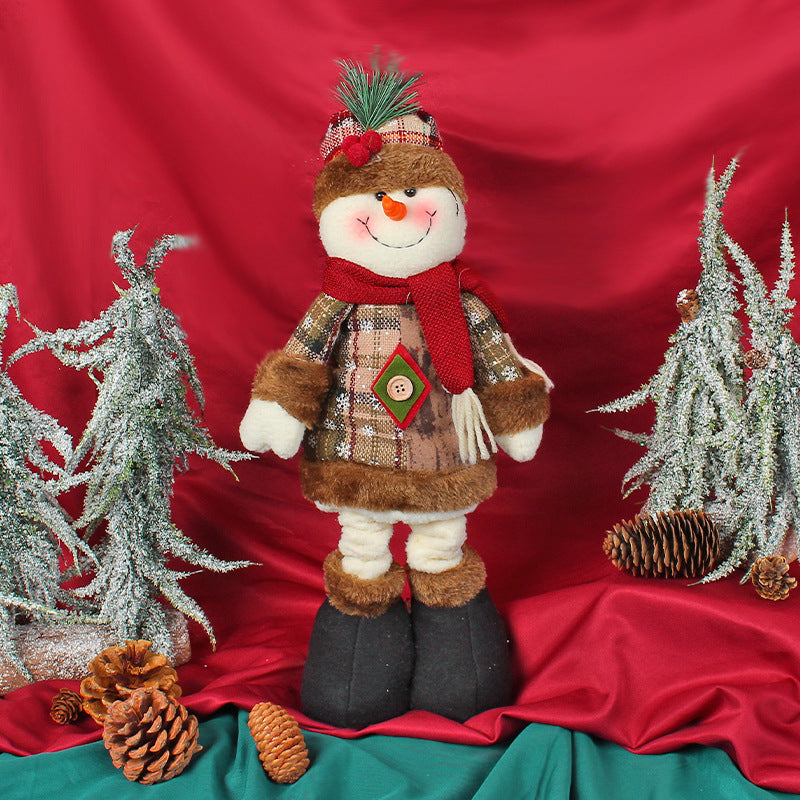 Hong Kong Love Cross-border Christmas Telescopic Doll Window Decoration Santa Claus Snowman Standing Doll Holiday Decorations