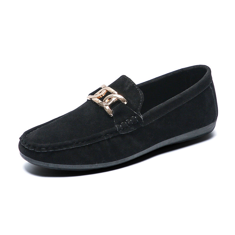 Doudou Shoes Men's New Frosted Suede Lazy One-Leg Small Leather Shoes Loaf Driving Shoes for Men