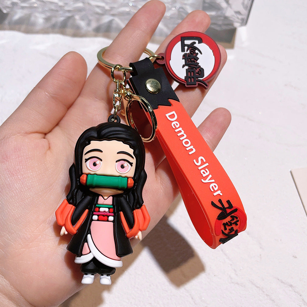 New Demon Slayer Blade Keychain, Demon Slayer Car Key Chain, Cartoon Anime Doll, School Bag Pendant, Figure Peripheral Gifts