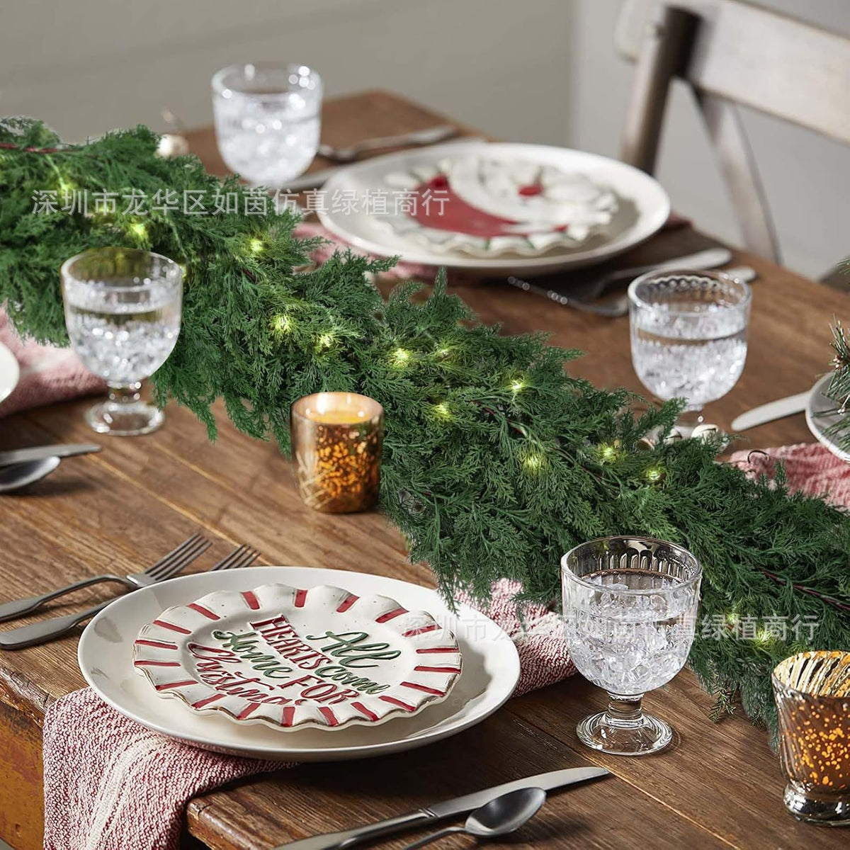 Cross-border Christmas rattan with a touch of pine and cypress leaf pine needle dense simulated green plant rattan, Halloween fireplace decoration rattan