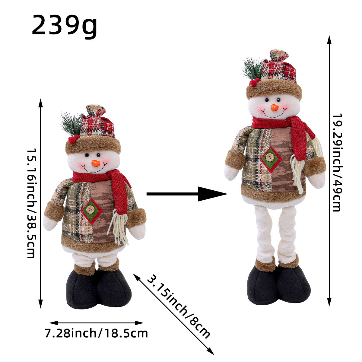 Hong Kong Love Cross-border Christmas Telescopic Doll Window Decoration Santa Claus Snowman Standing Doll Holiday Decorations