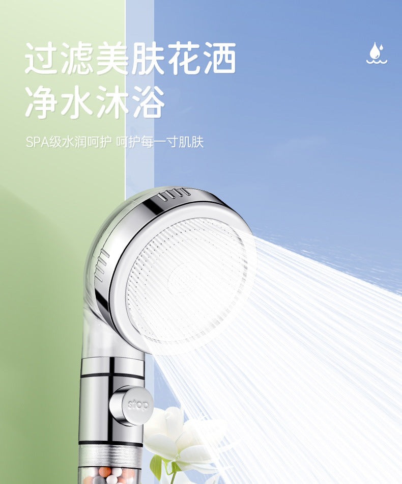 Shower Head High Pressure with Mineral Beads On/Off Switch Filter 3 Modes Water Saving Handheld Showerheads Bathroom Accessories