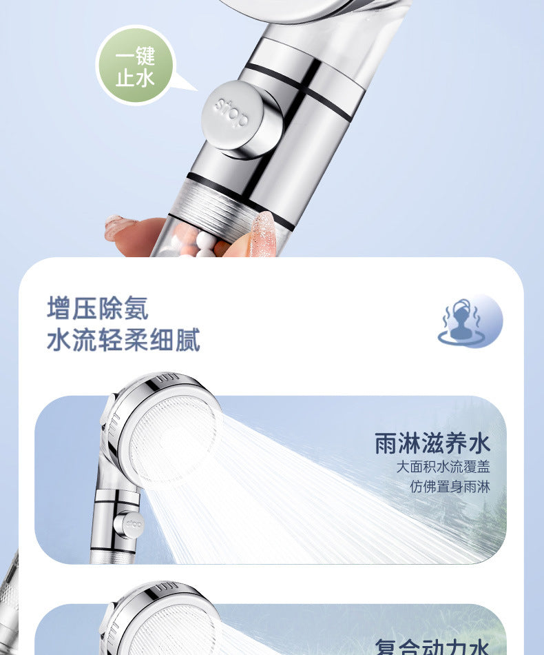Shower Head High Pressure with Mineral Beads On/Off Switch Filter 3 Modes Water Saving Handheld Showerheads Bathroom Accessories