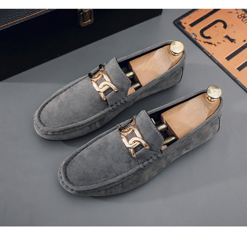 Doudou Shoes Men's New Frosted Suede Lazy One-Leg Small Leather Shoes Loaf Driving Shoes for Men