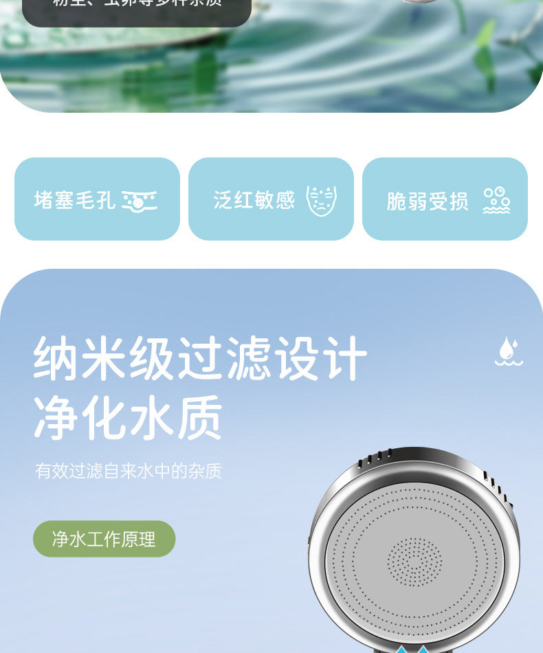 Shower Head High Pressure with Mineral Beads On/Off Switch Filter 3 Modes Water Saving Handheld Showerheads Bathroom Accessories