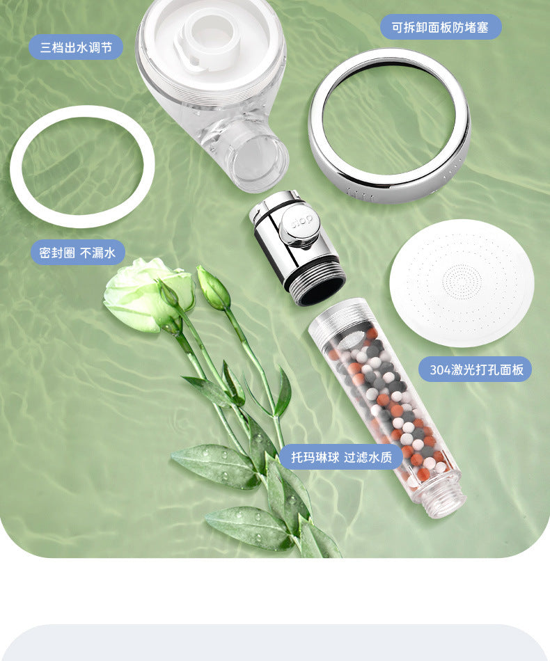 Shower Head High Pressure with Mineral Beads On/Off Switch Filter 3 Modes Water Saving Handheld Showerheads Bathroom Accessories