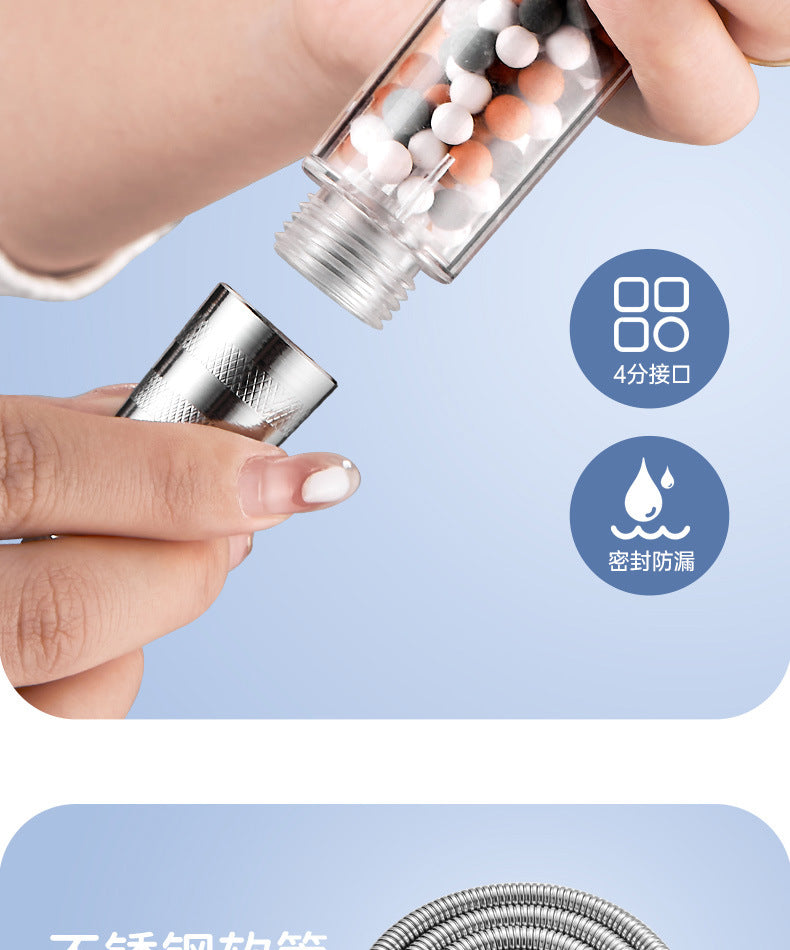 Shower Head High Pressure with Mineral Beads On/Off Switch Filter 3 Modes Water Saving Handheld Showerheads Bathroom Accessories
